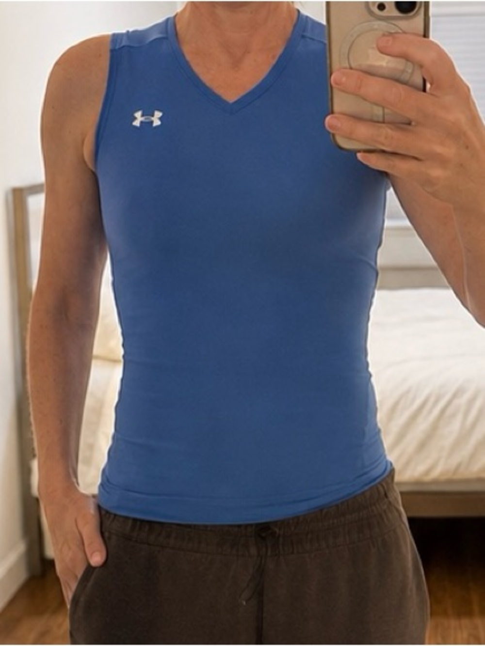 Under Armour Blue Women's V‑Neck Compression Tank- heatgear